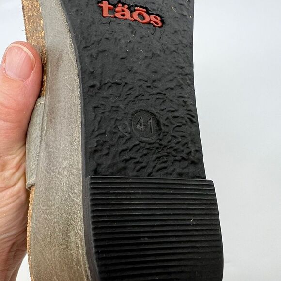 TAOS Buckle Up Wedge Sandals‎ Leather Gray Women 41 10-10.5 Cork Comfort - Picture 10 of 13